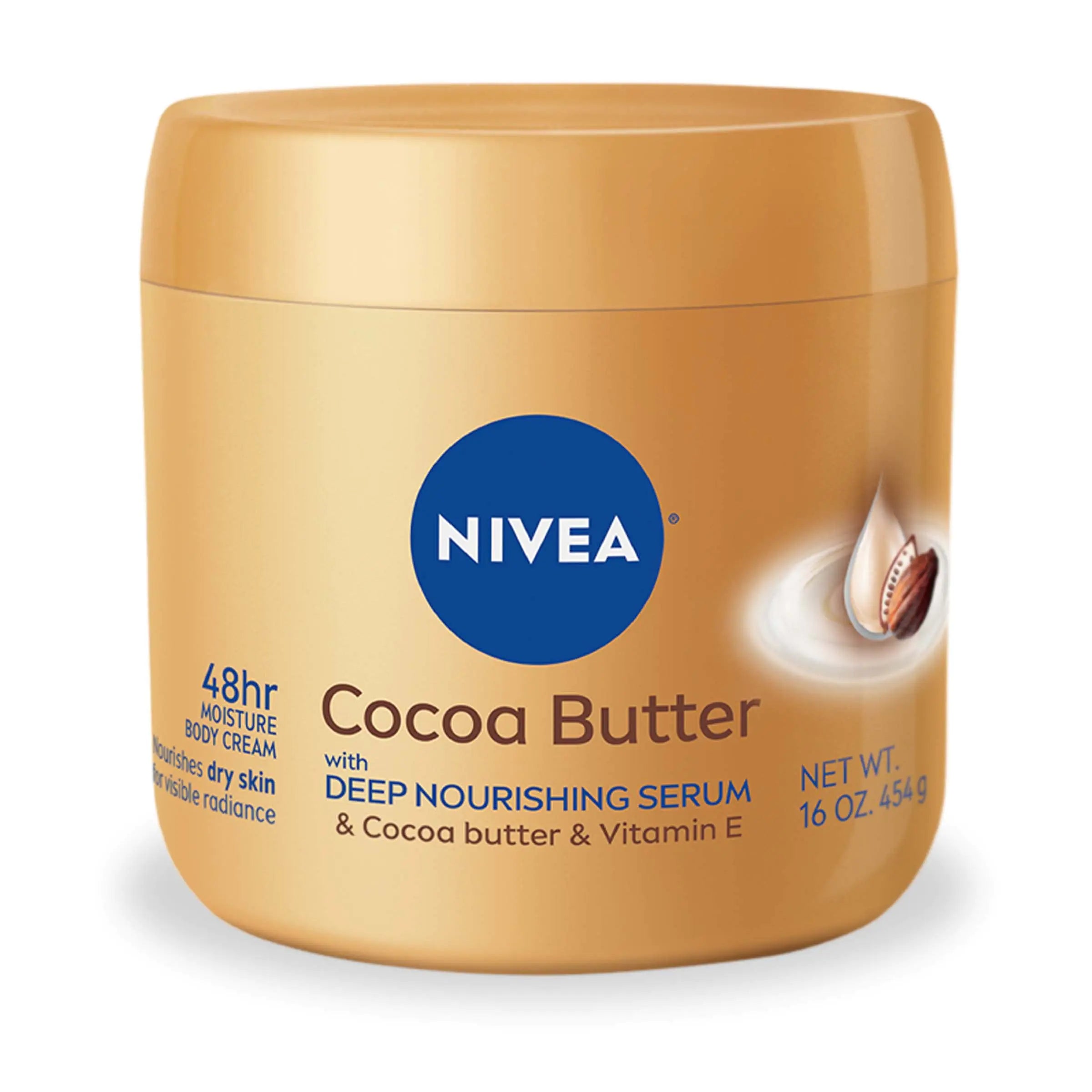 NIVEA Cocoa Butter Body Cream with Deep Nourishing Serum Cocoa Butter Cream for Dry Skin 16 Ounce Jar